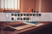 开店宝宣布暂停支付业务,什么原因? 开店宝宣布暂停支付业务,什么原因?