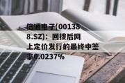 信通电子(001388.SZ):回拨后网上定价发行的最终中签率0.0237% 信通电子(001388.SZ):回拨后网上定价发行的最终中签率0.0237%
