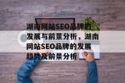 湖南网站SEO品牌的发展与前景分析,湖南网站SEO品牌的发展趋势及前景分析 湖南网站SEO品牌的发展与前景分析,湖南网站SEO品牌的发展趋势及前景分析