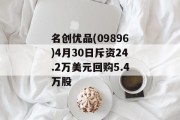 名创优品(09896)4月30日斥资24.2万美元回购5.4万股
