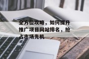 全方位攻略,如何提升推广项目网站排名,抢占市场先机 全方位攻略,如何提升推广项目网站排名,抢占市场先机