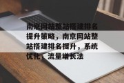 南京网站整站搭建排名提升策略,南京网站整站搭建排名提升,系统优化,流量增长法 南京网站整站搭建排名提升策略,南京网站整站搭建排名提升,系统优化,流量增长法