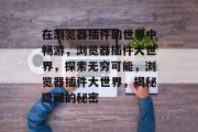 在浏览器插件的世界中畅游,浏览器插件大世界,探索无穷可能,浏览器插件大世界,揭秘隐藏的秘密 在浏览器插件的世界中畅游,浏览器插件大世界,探索无穷可能,浏览器插件大世界,揭秘隐藏的秘密