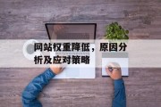 网站权重降低,原因分析及应对策略 网站权重降低,原因分析及应对策略