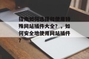 指南如何选择和使用特殊网站插件大全？，如何安全地使用网站插件？