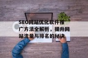 SEO网站优化软件推广方法全解析，提升网站流量与排名的秘诀