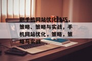 刷手机网站优化技巧,策略、策略与实战,手机网站优化,策略,策略与实战 刷手机网站优化技巧,策略、策略与实战,手机网站优化,策略,策略与实战