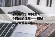 深度解析,如何查询一个网站的流量——揭秘网站流量查询技巧 深度解析,如何查询一个网站的流量——揭秘网站流量查询技巧