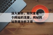 深入解析,如何查看一个网站的流量,揭秘网站数据分析之道 深入解析,如何查看一个网站的流量,揭秘网站数据分析之道