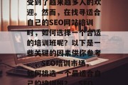 SEO(搜索引擎优化)网站培训班在近年来受到了越来越多人的欢迎。然而,在找寻适合自己的SEO网站培训时,如何选择一个合适的培训班呢?以下是一些关键的因素供你参考。,SEO培训市场,如何挑选一个最适合自己的培训班?,SEO培训,选择最适合自己的培训班 SEO(搜索引擎优化)网站培训班在近年来受到了越来越多人的欢迎。然而,在找寻适合自己的SEO网站培训时,如何选择一个合适的培训班呢?以下是一些关键的因素供你参考。,SEO培训市场,如何挑选一个最适合自己的培训班?,SEO培训,选择最适合自己的培训班