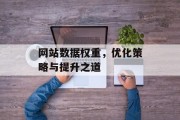 网站数据权重,优化策略与提升之道 网站数据权重,优化策略与提升之道