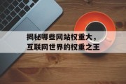 揭秘哪些网站权重大，互联网世界的权重之王