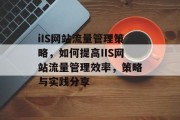 iIS网站流量管理策略,如何提高IIS网站流量管理效率,策略与实践分享 iIS网站流量管理策略,如何提高IIS网站流量管理效率,策略与实践分享