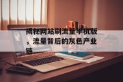 揭秘网站刷流量手机版，流量背后的灰色产业链