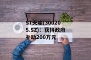 ST天喻(300205.SZ):获得政府补助200万元 ST天喻(300205.SZ):获得政府补助200万元