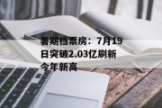 暑期档票房：7月19日突破2.03亿刷新今年新高