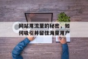 网站用流量的秘密,如何吸引并留住海量用户 网站用流量的秘密,如何吸引并留住海量用户
