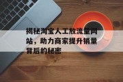 揭秘淘宝人工放流量网站，助力商家提升销量背后的秘密