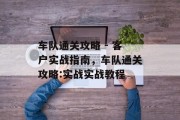 车队通关攻略 - 客户实战指南,车队通关攻略:实战实战教程 车队通关攻略 - 客户实战指南,车队通关攻略:实战实战教程