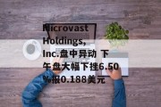 Microvast Holdings, Inc.盘中异动 下午盘大幅下挫6.50%报0.188美元