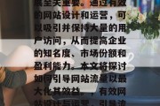 网站流量对于企业的发展至关重要。通过有效的网站设计和运营,可以吸引并保持大量的用户访问,从而提高企业的知名度、市场份额和盈利能力。本文将探讨如何引导网站流量以最大化其效益。,有效网站设计与运营,引导流量的策略分析 网站流量对于企业的发展至关重要。通过有效的网站设计和运营,可以吸引并保持大量的用户访问,从而提高企业的知名度、市场份额和盈利能力。本文将探讨如何引导网站流量以最大化其效益。,有效网站设计与运营,引导流量的策略分析
