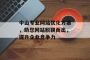 中山专业网站优化方案,助您网站脱颖而出,提升企业竞争力 中山专业网站优化方案,助您网站脱颖而出,提升企业竞争力