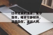 过尽沧桑的温柔，繁华落尽，唯余宁静如诗，温情仍在，温润人间.