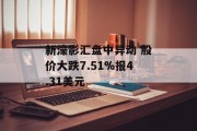 新濠影汇盘中异动 股价大跌7.51%报4.31美元 新濠影汇盘中异动 股价大跌7.51%报4.31美元