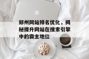 郑州网站排名优化，揭秘提升网站在搜索引擎中的霸主地位