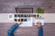 贵阳网站SEO优化，有话要说