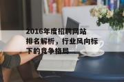 2016年度招聘网站排名解析,行业风向标下的竞争格局 2016年度招聘网站排名解析,行业风向标下的竞争格局