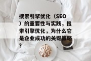 搜索引擎优化（SEO）的重要性与实践，搜索引擎优化，为什么它是企业成功的关键策略？