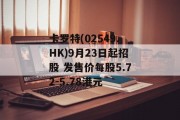 卡罗特(02549.HK)9月23日起招股 发售价每股5.72-5.78港元 卡罗特(02549.HK)9月23日起招股 发售价每股5.72-5.78港元