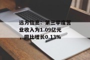 远方信息:第三季度营业收入为1.09亿元,同比增长0.13% 远方信息:第三季度营业收入为1.09亿元,同比增长0.13%