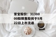 常宝股份:3138000股限售股将于9月22日上市流通 常宝股份:3138000股限售股将于9月22日上市流通