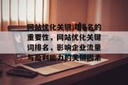 网站优化关键词排名的重要性,网站优化关键词排名,影响企业流量与盈利能力的关键因素 网站优化关键词排名的重要性,网站优化关键词排名,影响企业流量与盈利能力的关键因素