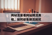 揭秘流量看网站限流真相，如何避免限流困扰