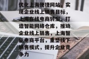 优化上海便捷网站,实现企业线上销售目标,上海在线电商转型,打造智能网络仓库,推动企业线上销售,上海智能电商平台,重塑线下销售模式,提升企业竞争力 优化上海便捷网站,实现企业线上销售目标,上海在线电商转型,打造智能网络仓库,推动企业线上销售,上海智能电商平台,重塑线下销售模式,提升企业竞争力