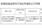 太平洋产险新疆分公司被罚75万元:销售管理不到位、套取费用 太平洋产险新疆分公司被罚75万元:销售管理不到位、套取费用