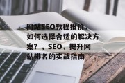 网站SEO教程报价，如何选择合适的解决方案？，SEO，提升网站排名的实战指南