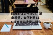 湖南常德,一家SEO网站的优势与潜力,湖南常德,如何利用SEO提升网站流量与排名? 湖南常德,一家SEO网站的优势与潜力,湖南常德,如何利用SEO提升网站流量与排名?