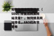 如何在搜索引擎优化(SEO)中有效利用网站流量?,如何提高网站排名,SEO的有效策略 如何在搜索引擎优化(SEO)中有效利用网站流量?,如何提高网站排名,SEO的有效策略