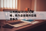 江苏网站SEO优化策略,助力企业提升在线竞争力 江苏网站SEO优化策略,助力企业提升在线竞争力
