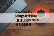 Olaplex Holdings盘中异动 急速上涨5.96%报2.05美元 Olaplex Holdings盘中异动 急速上涨5.96%报2.05美元