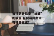 被特朗普指责“难缠”的欧盟 在贸易提案中有哪些主张? 被特朗普指责“难缠”的欧盟 在贸易提案中有哪些主张?