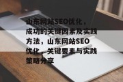 山东网站SEO优化,成功的关键因素及实践方法,山东网站SEO优化,关键要素与实践策略分享 山东网站SEO优化,成功的关键因素及实践方法,山东网站SEO优化,关键要素与实践策略分享