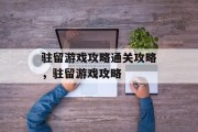 驻留游戏攻略通关攻略，驻留游戏攻略