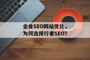 企业SEO网站优化,为何选择行者SEO? 企业SEO网站优化,为何选择行者SEO?