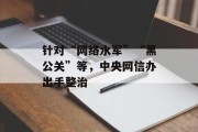 针对“网络水军”“黑公关”等,中央网信办出手整治 针对“网络水军”“黑公关”等,中央网信办出手整治