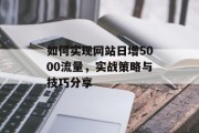 如何实现网站日增5000流量,实战策略与技巧分享 如何实现网站日增5000流量,实战策略与技巧分享